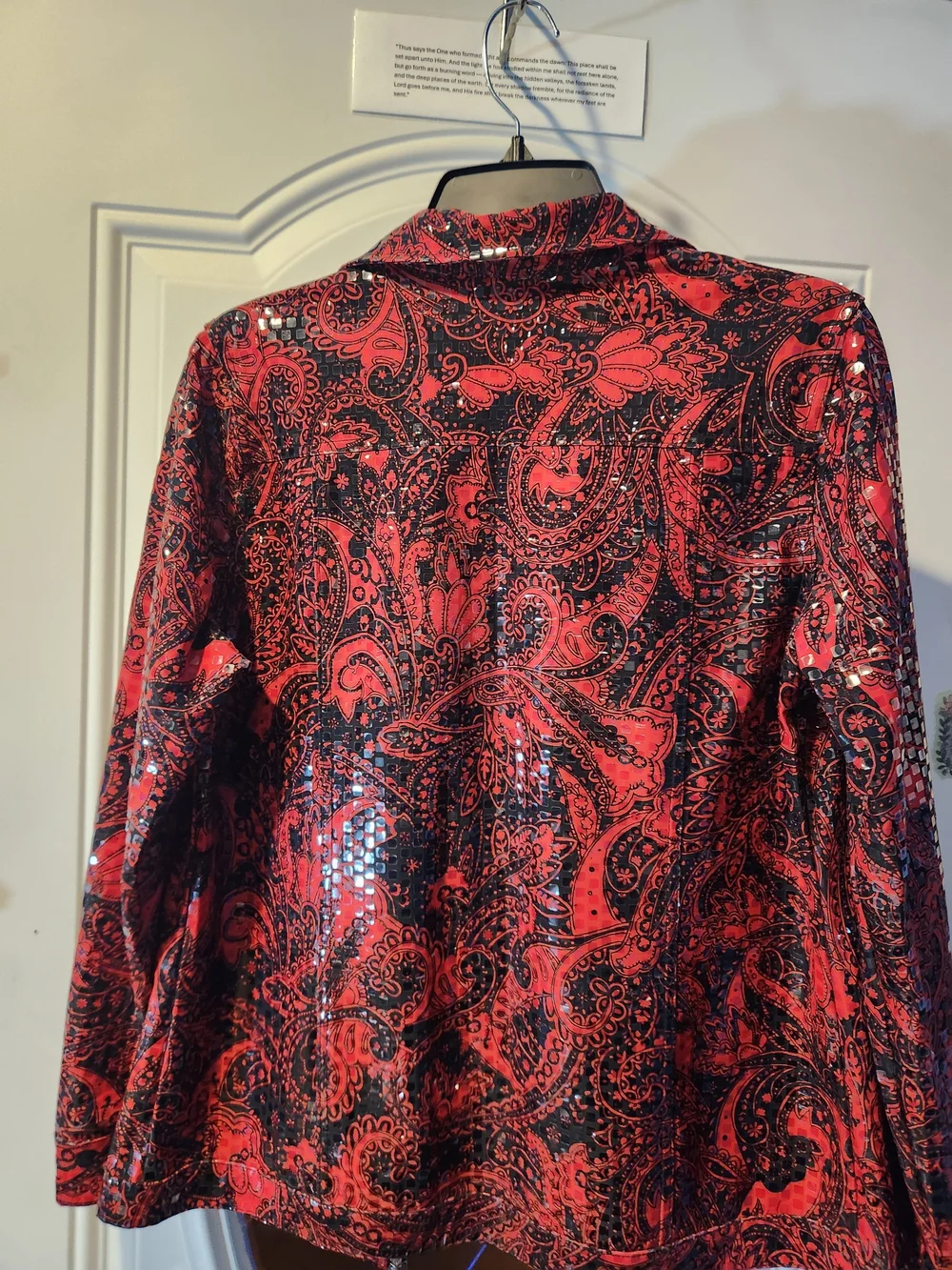 Vitage Koret Red and Black Paisley Jacket Embellished w/ Sequins - Womens Size S